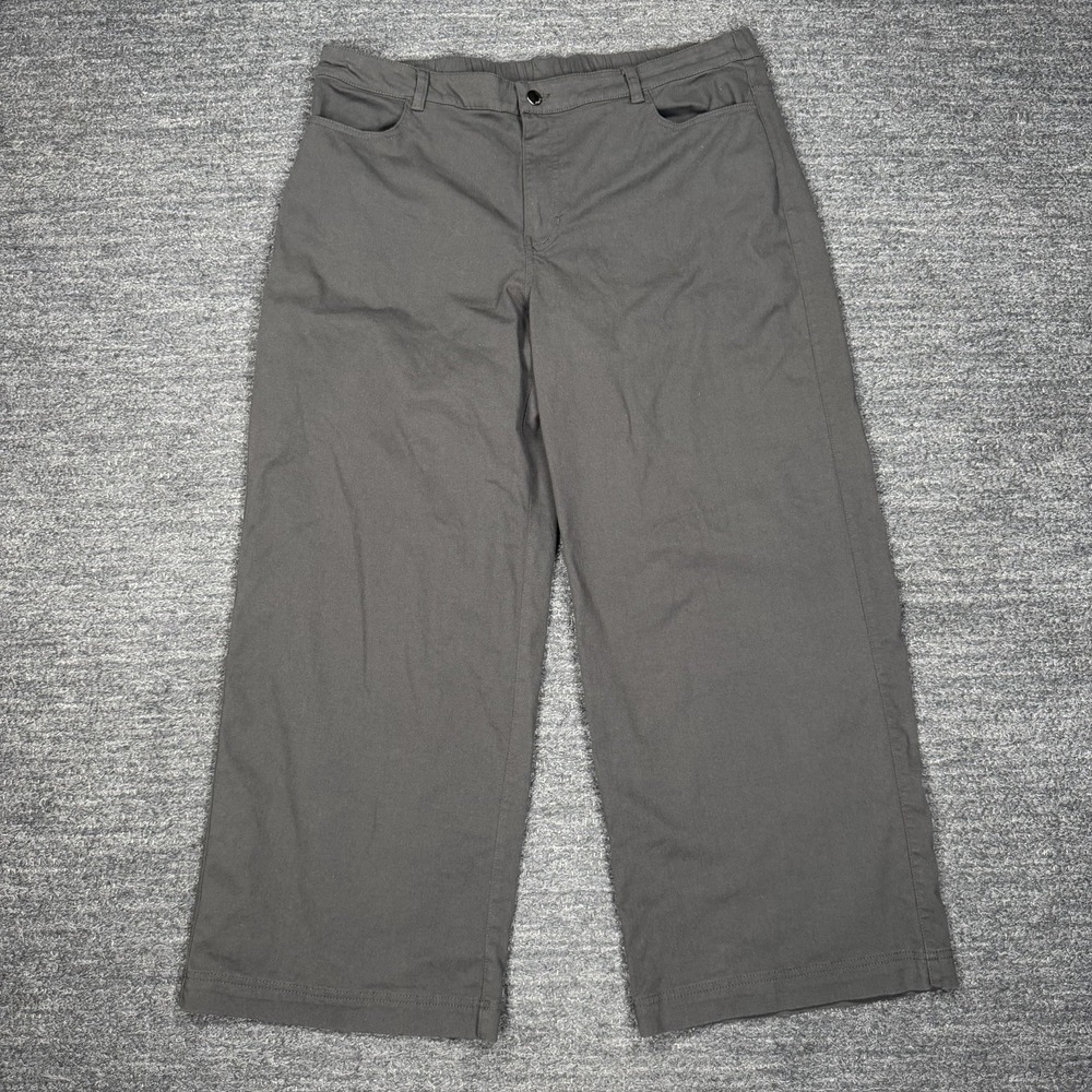 Pact Stretch Twill Organic Cotton Wide Leg Pants Women 2XL XXL Gray Earthy Chino